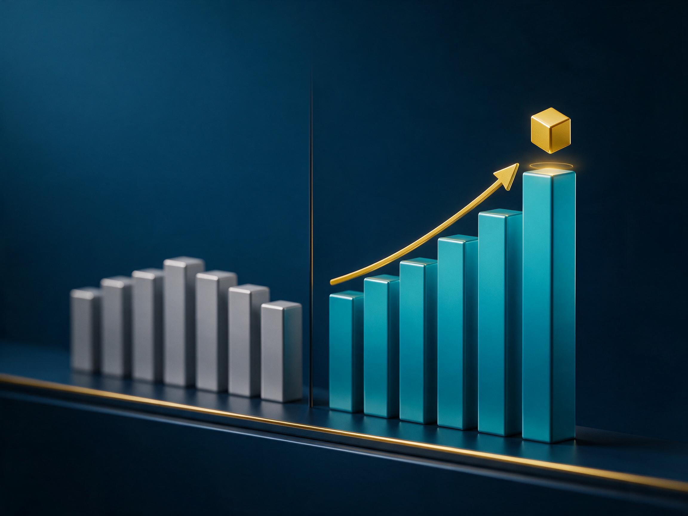 Grafico comparativo de barras mostrando el aumento en conversion y la reduccion de devoluciones de productos con realidad aumentada activa frente a productos sin AR